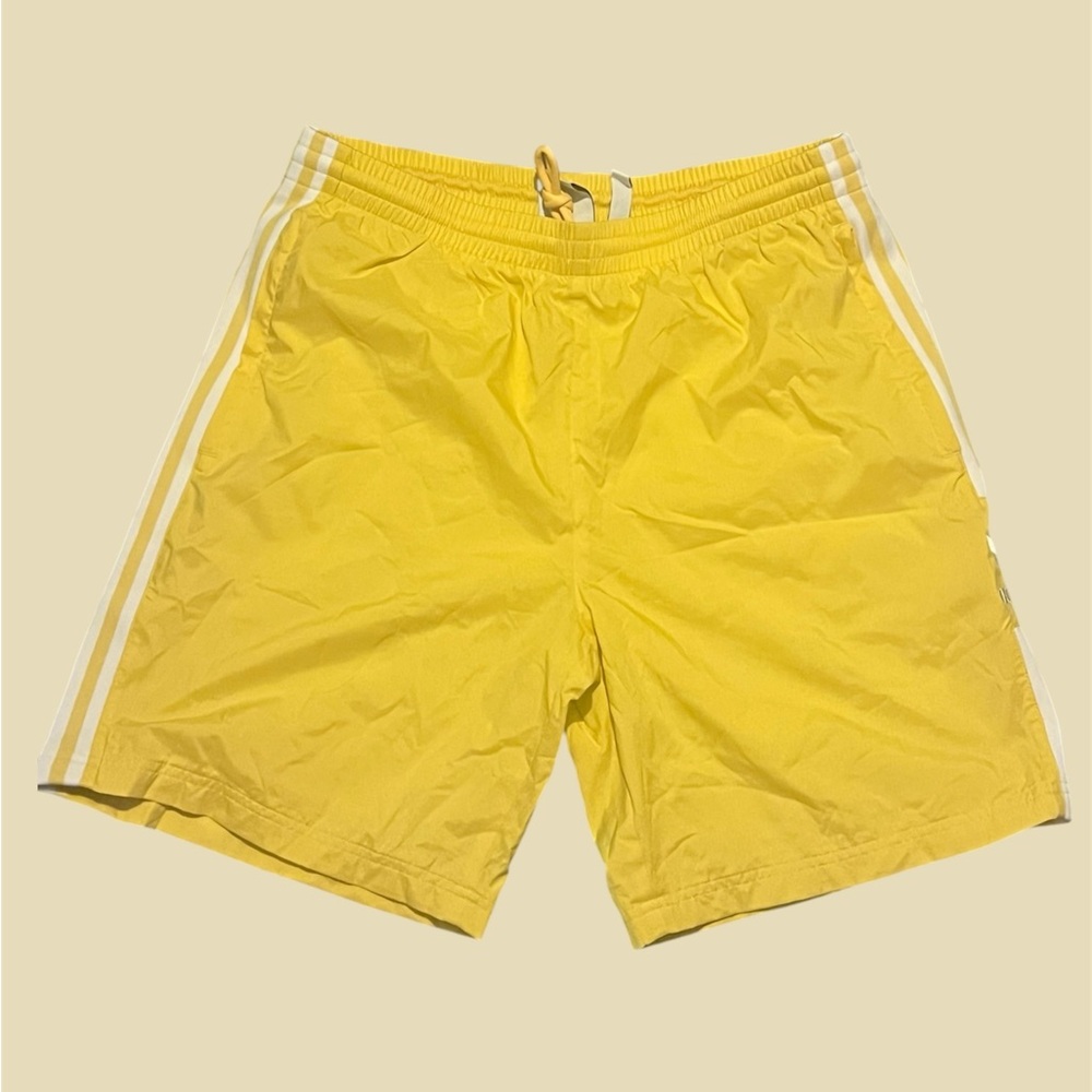 Adidas Yellow swim Shorts with White Accents